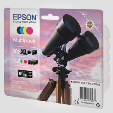 Epson T502XL Sæt 4. stk (BK,C,M,Y), Originale patroner