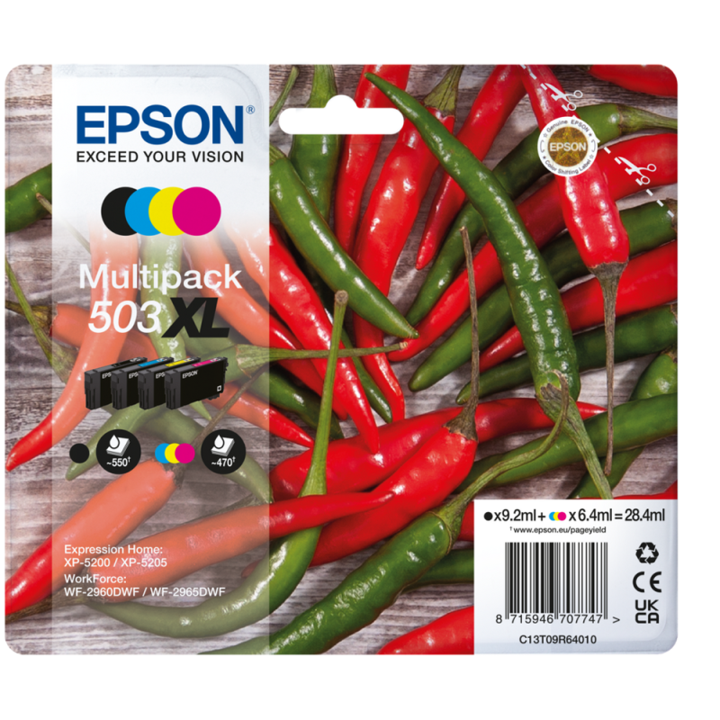 Epson 503XL sæt/4 BK,C,M,Y Originale patroner